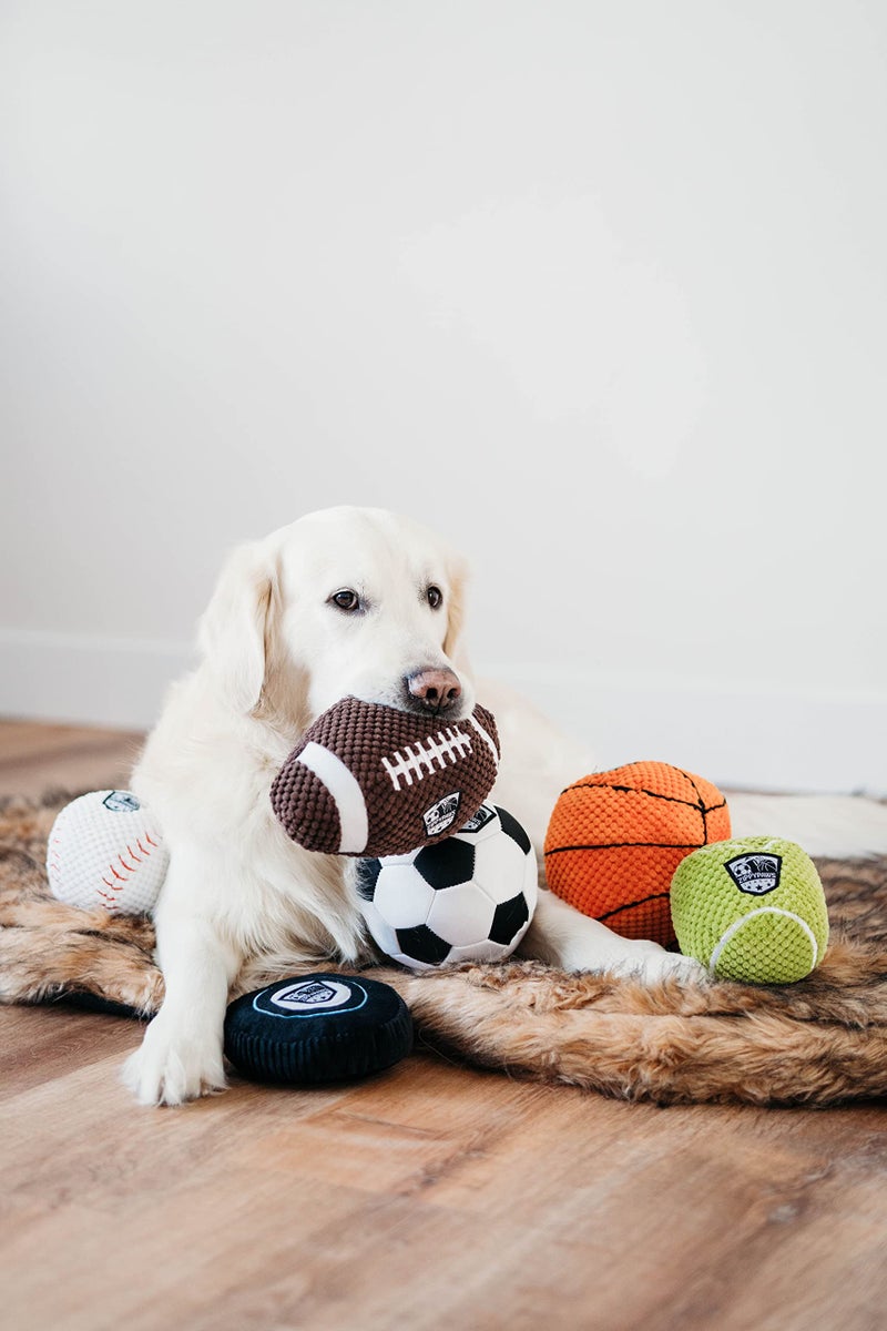 ZippyPaws SportsBallz - Dog Squeaky Toys to Keep Them Busy, Funny Plush for Small, Medium, & Large Dogs, Cute Stuffed Puppy Toy, Pet Products, Gift for All Breeds, Interactive Squeaker - Football - Image 3